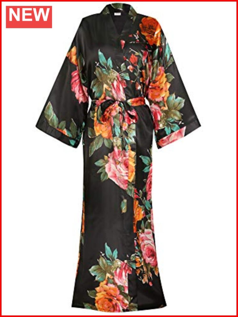 Women's Satin Kimono Robe Long Bridal Dressing Gown Wedding Nightgown
